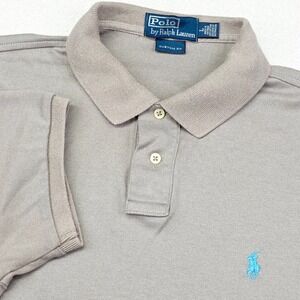 Polo Ralph Lauren Polo Shirt Mens L Taupe Custom Fit Cotton Short Sleeve Logo